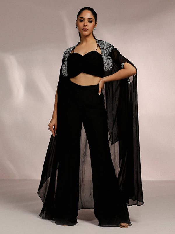 Radiant Black Side Slight Pant and Cape Set