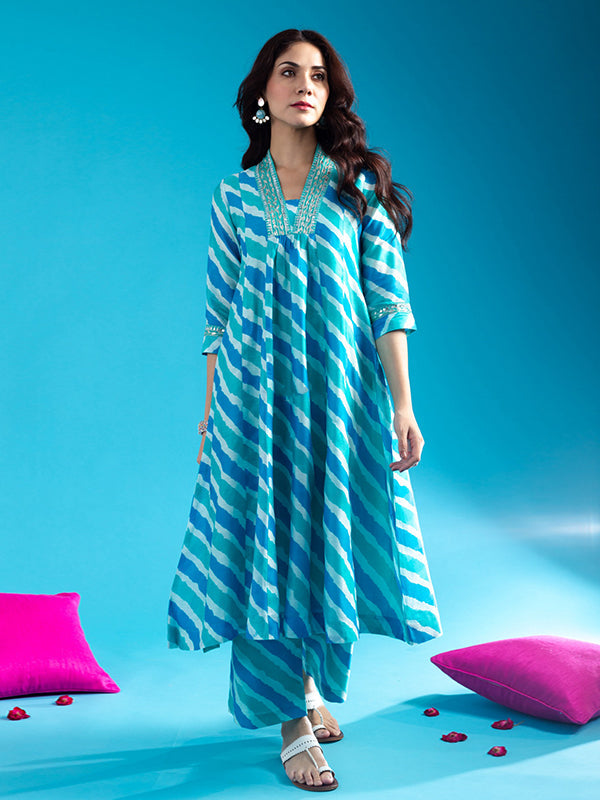 Laheriya Sky Cotton Printed Kurti With Pant