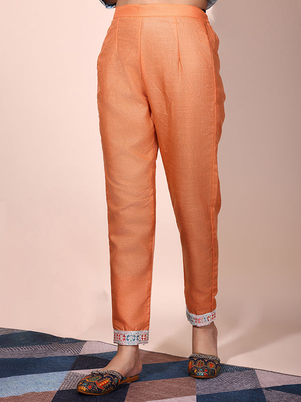 Orange Sky Floral Printed Kurti With Pant & Dupatta Set
